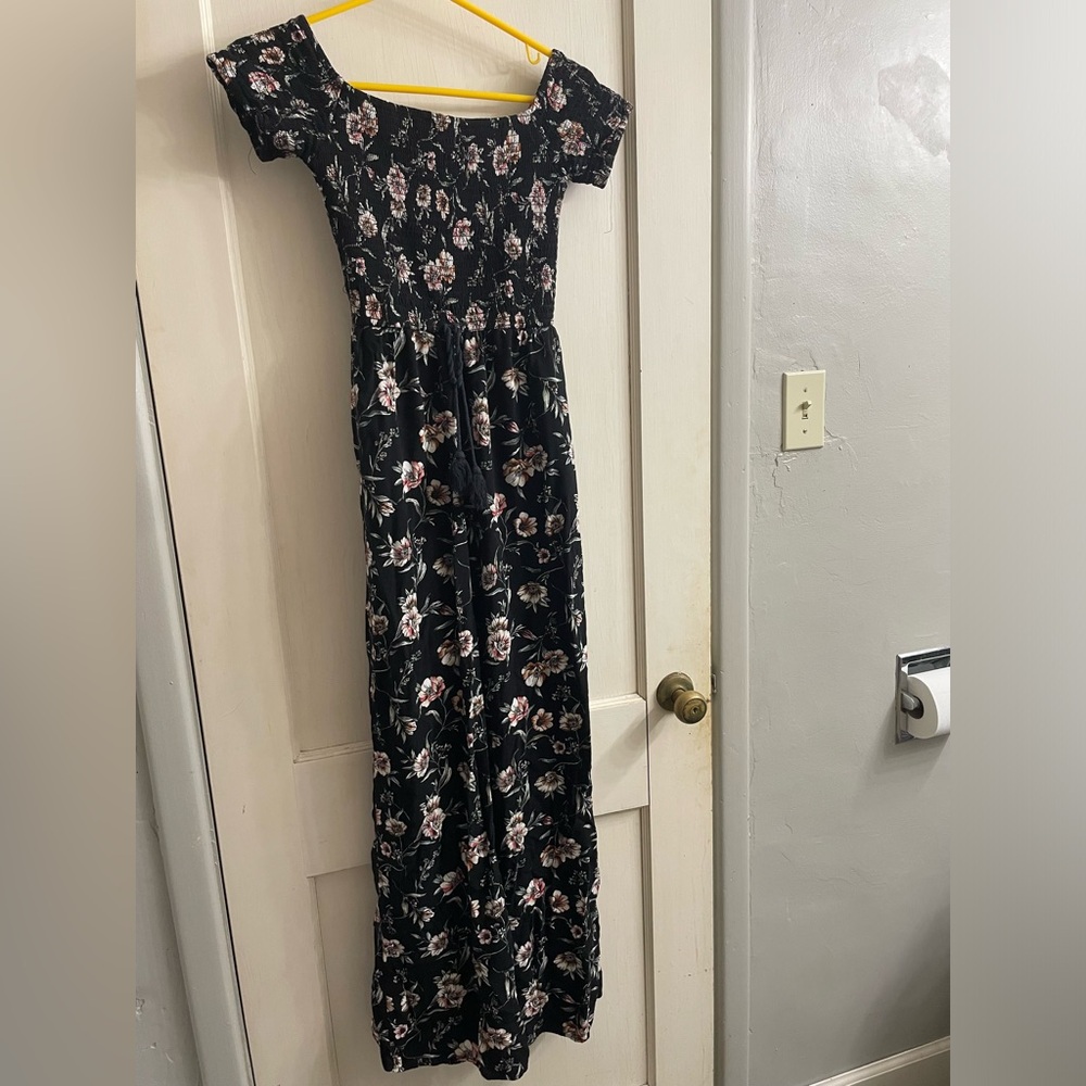 Xhilaration Floral Jumpsuit with Smocked Top
